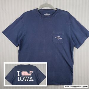 Vineyard Vines Vintage Whale Pocket Tee T Shirt I Love Iowa Blue State Souvenir